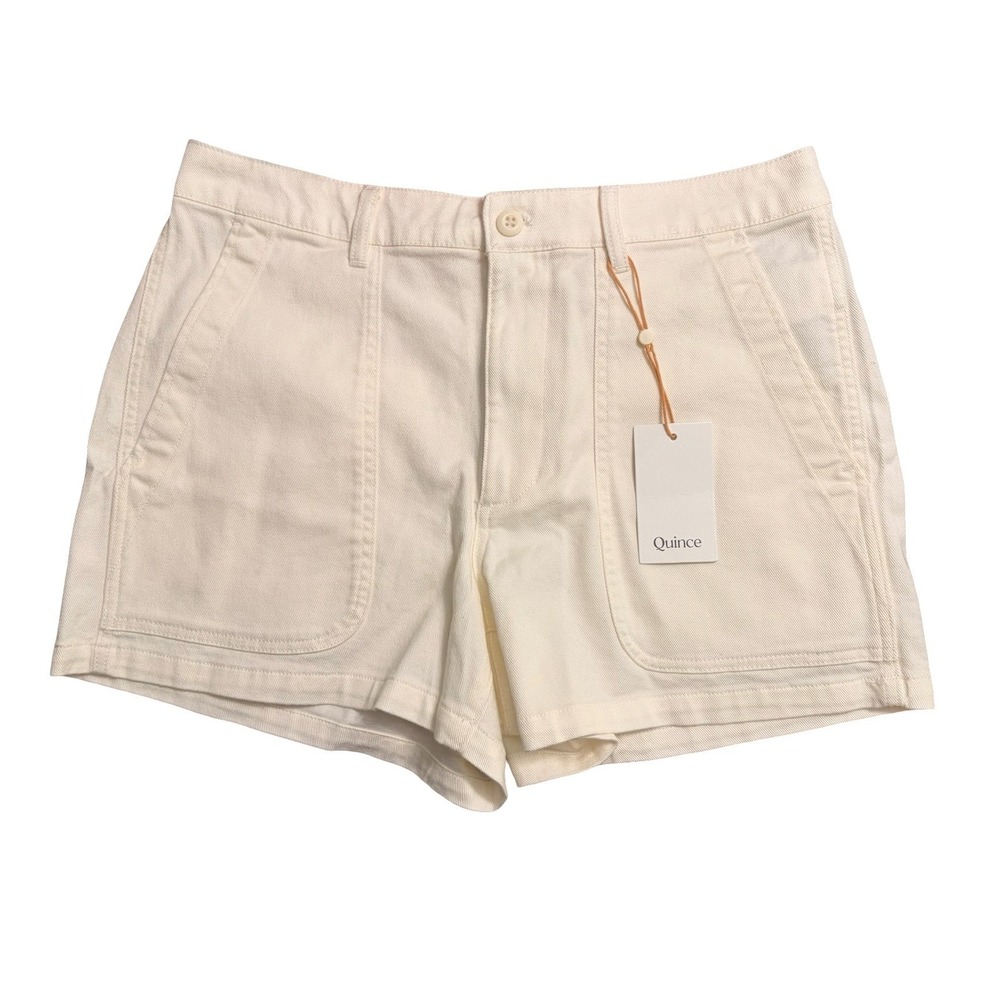 Quince Carpenter Shorts Womens 12 Off-White